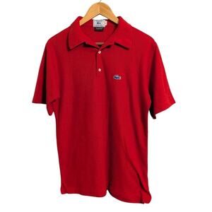 Vintage Izod Lacoste Polo Shirt Mens Large Red Pocket Logo Single Stitch 70s S